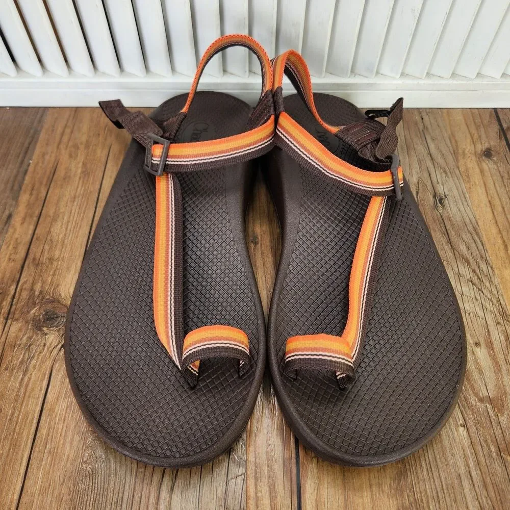 Chaco Bodhi Belt Java Sandals Men's 12 Orange Brown Toe Loop Strappy Beach Shoes